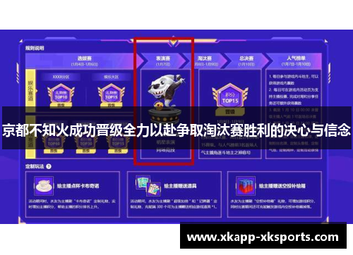 京都不知火成功晋级全力以赴争取淘汰赛胜利的决心与信念