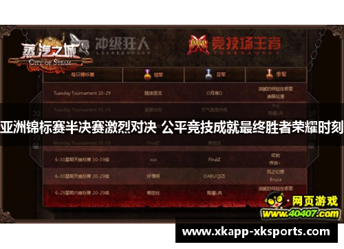 亚洲锦标赛半决赛激烈对决 公平竞技成就最终胜者荣耀时刻
